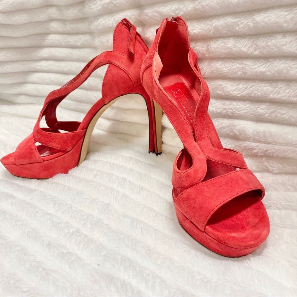 Alexander McQueen Double-Arch Suede Heeled Sandal
